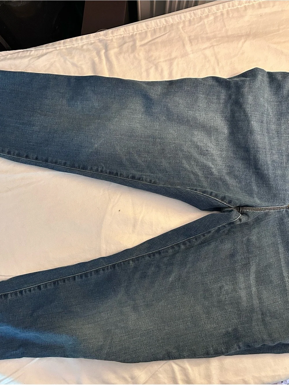 J. Crew Blue Denim Skinny Jeans with Gold Stitching